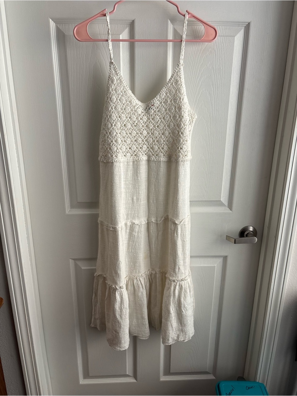 India Boutique Cream Crochet-Tiered Maxi Dress